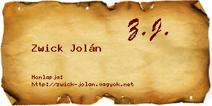 Zwick Jolán névjegykártya