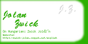 jolan zwick business card